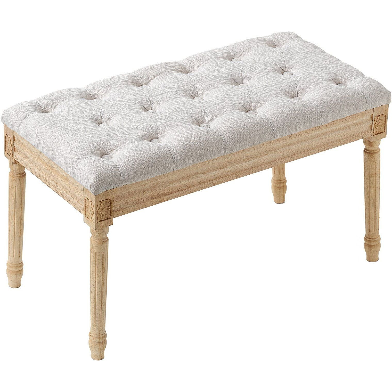 Vevor Upholstered Bench  16"&quotW Ottoman Bench  End Of Bed Bench With Foam Padded Cushion And Rubberwood Legs  Tufted Footrest Stool Entryway Bench For Dining Room  Living Room  Bedroom  Hallway  Beige