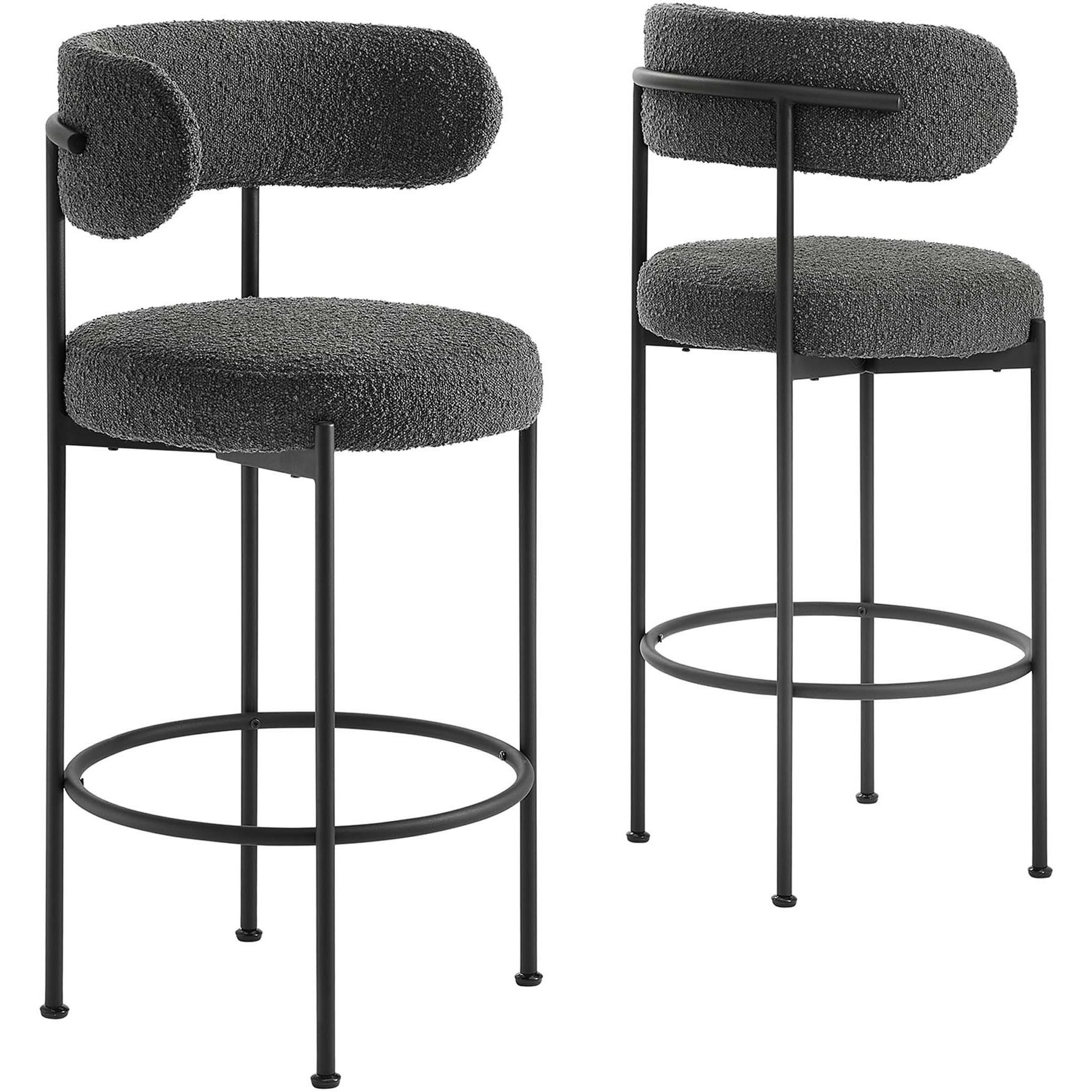 Albie Boucle Fabric Bar Stools - Set Of 2