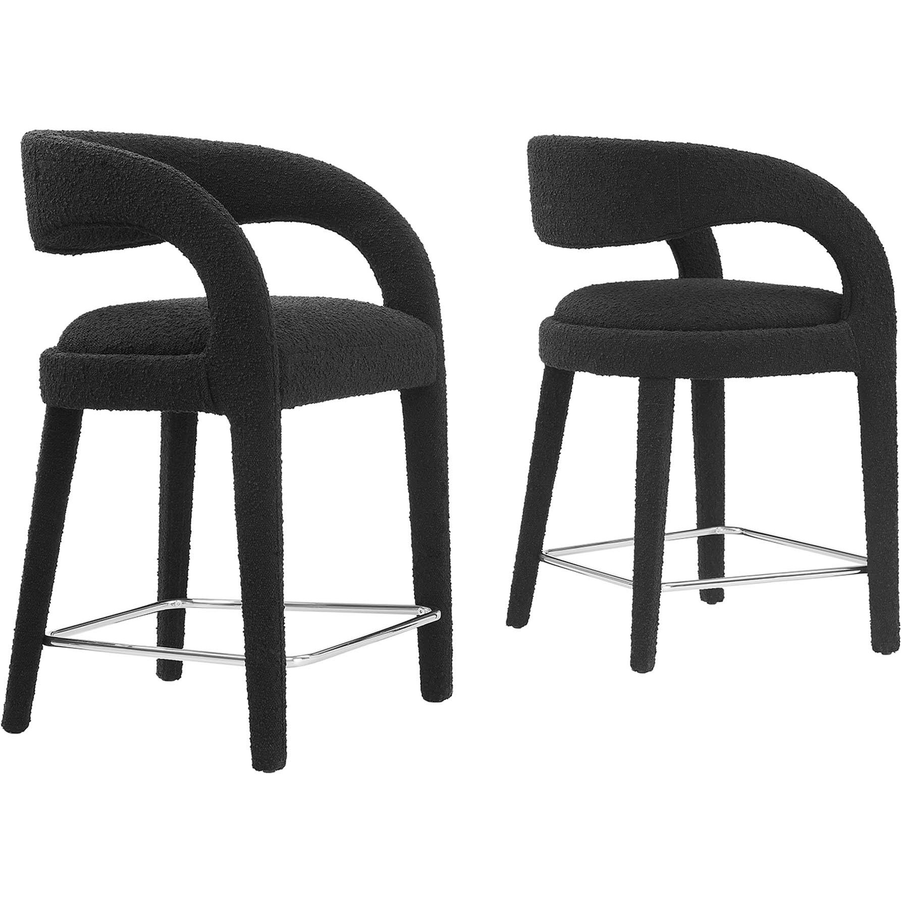 Pinnacle Boucle Upholstered Counter Stool Set Of Two