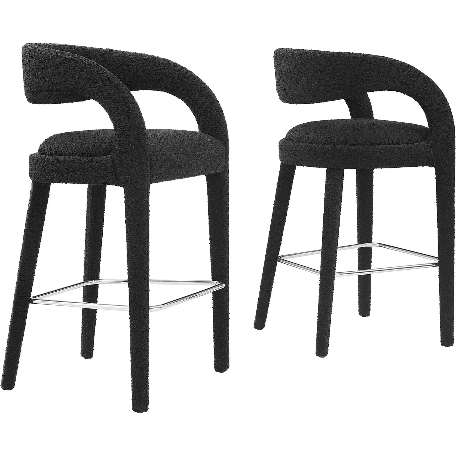 Pinnacle Boucle Upholstered Bar Stool Set Of Two
