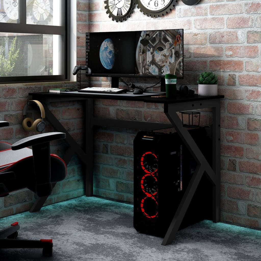 Vidaxl Gaming Desk With K Shape Legs Black 43.3X23.6X29.5