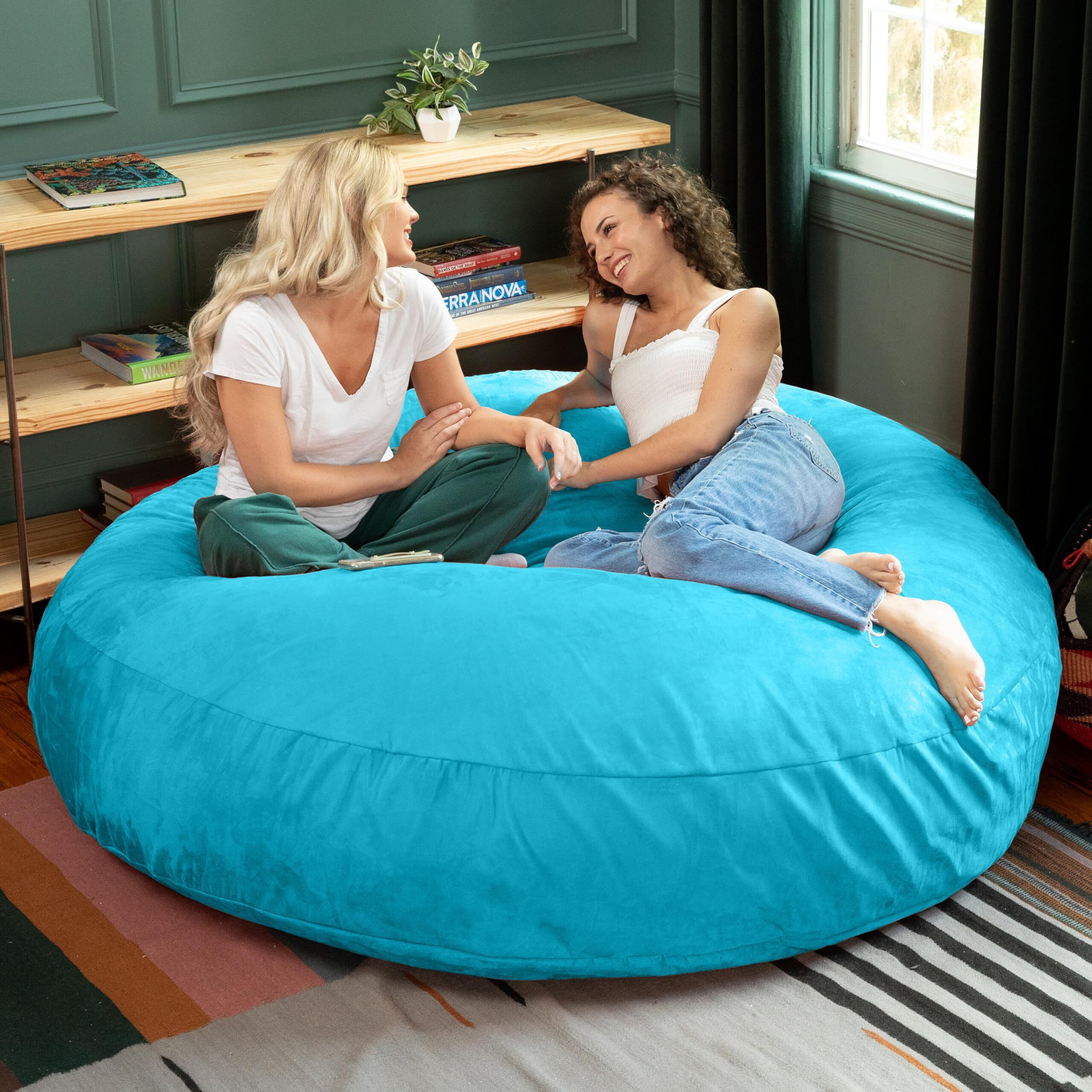 Jaxx 6 Foot Cocoon - Large Bean Bag Chair For Adults  Microsuede Teal