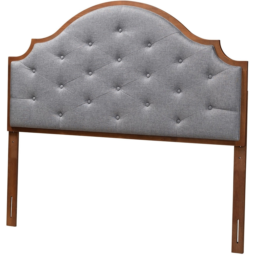 Baxton Studio Premala Classic And Traditional Grey Fabric And Walnut Brown Finished Wood King Size Headboard