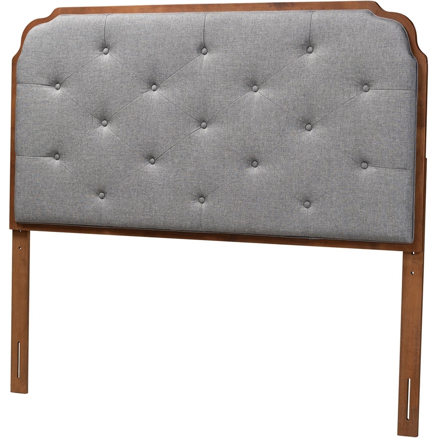 Baxton Studio Shanti Classic And Traditional Grey Fabric And Walnut Brown Finished Wood King Size Headboard