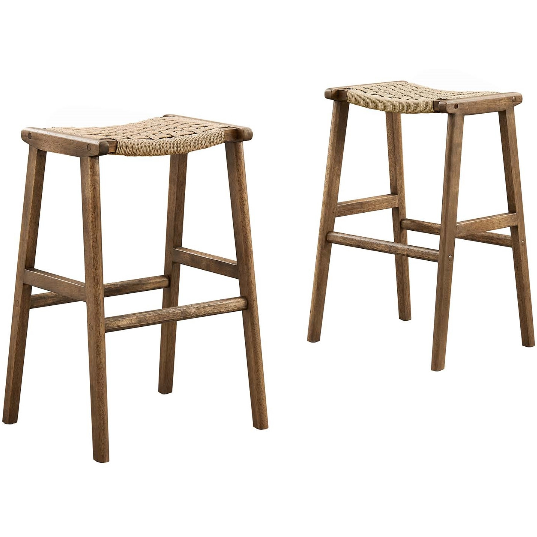 Saoirse Woven Rope Wood Bar Stool - Set Of 2