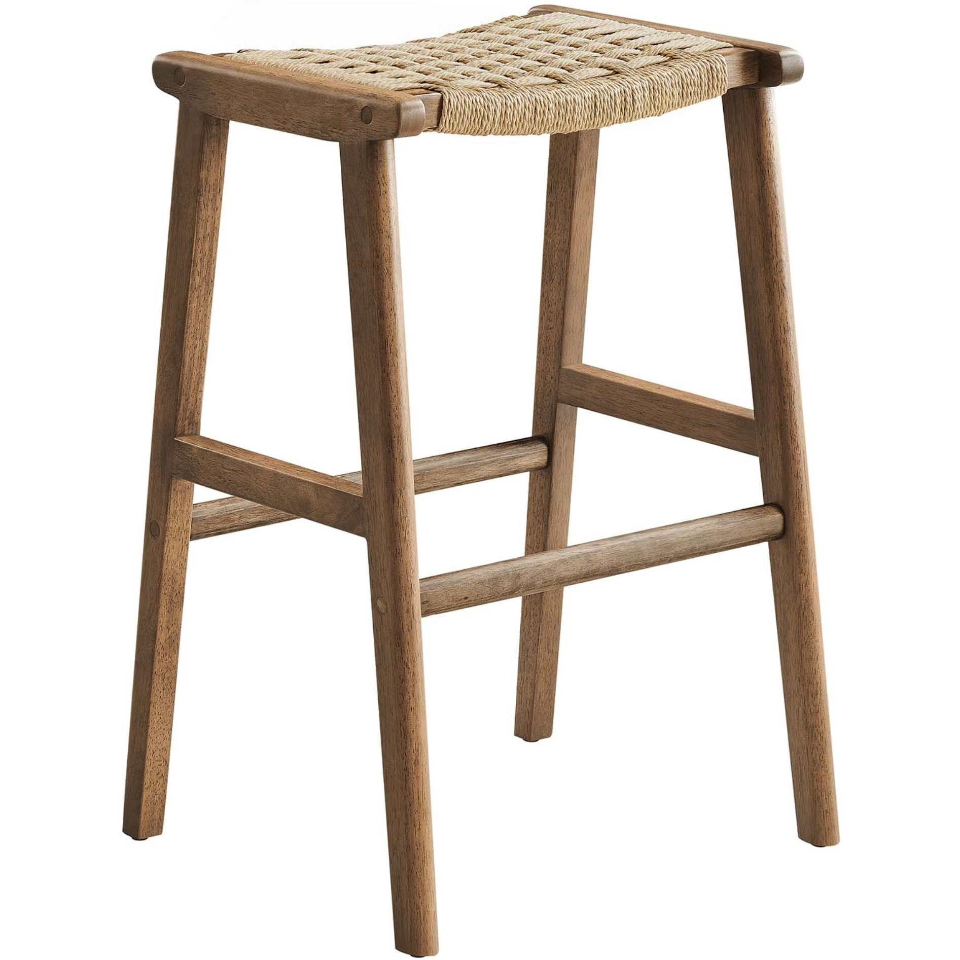 Saoirse Woven Rope Wood Bar Stool - Set Of 2