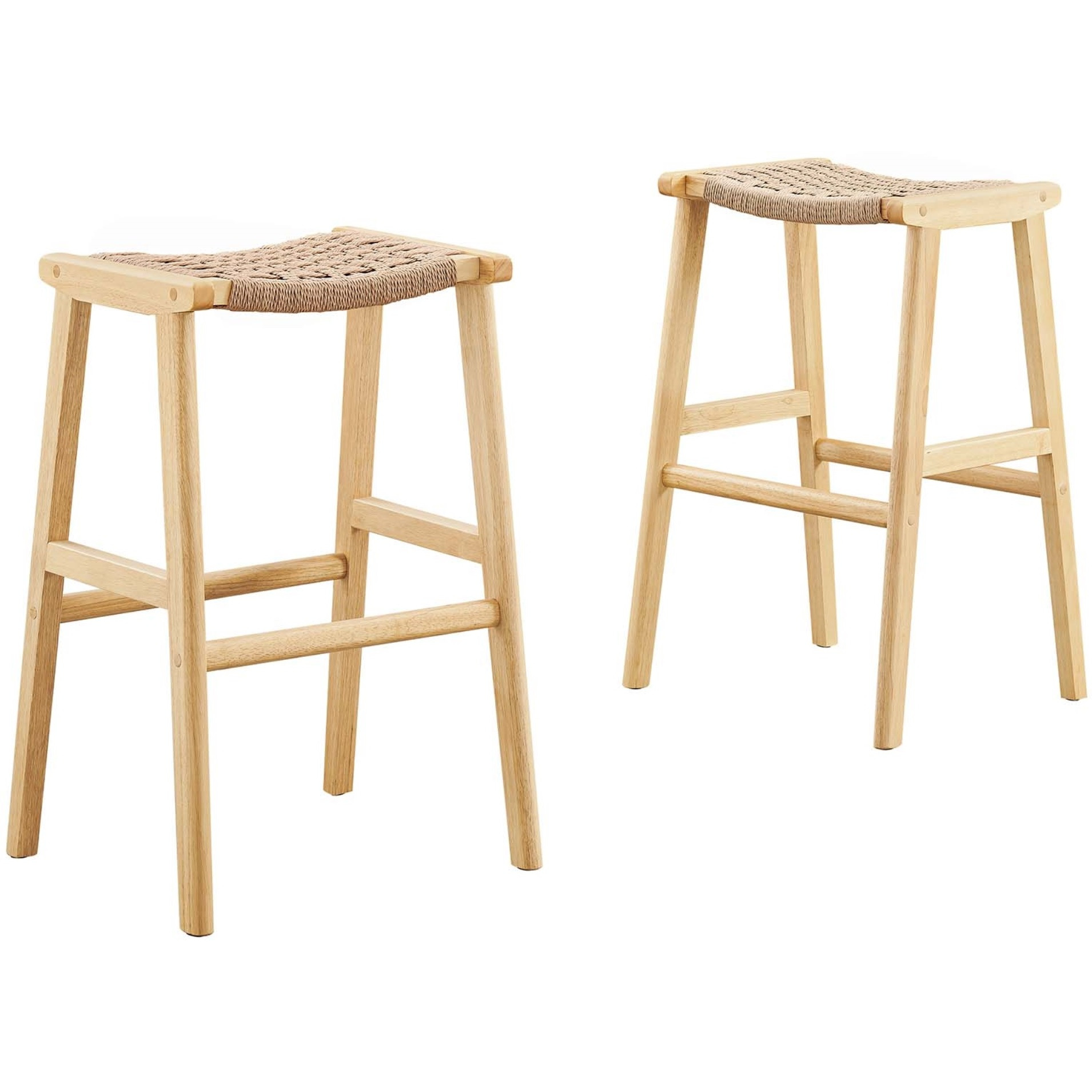 Saoirse Woven Rope Wood Bar Stool - Set Of 2