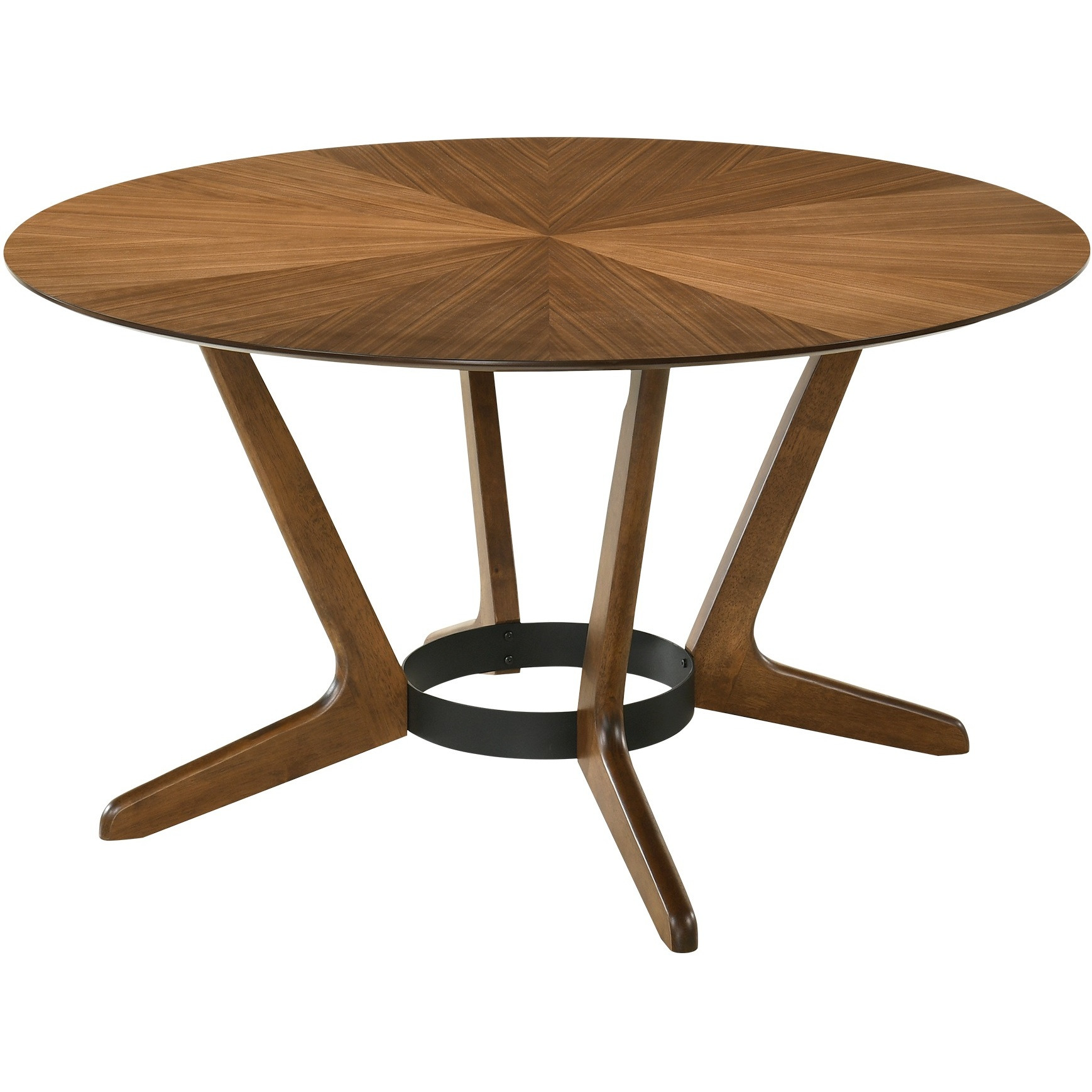 Santana Round Wood Dining Table In Walnut Finish