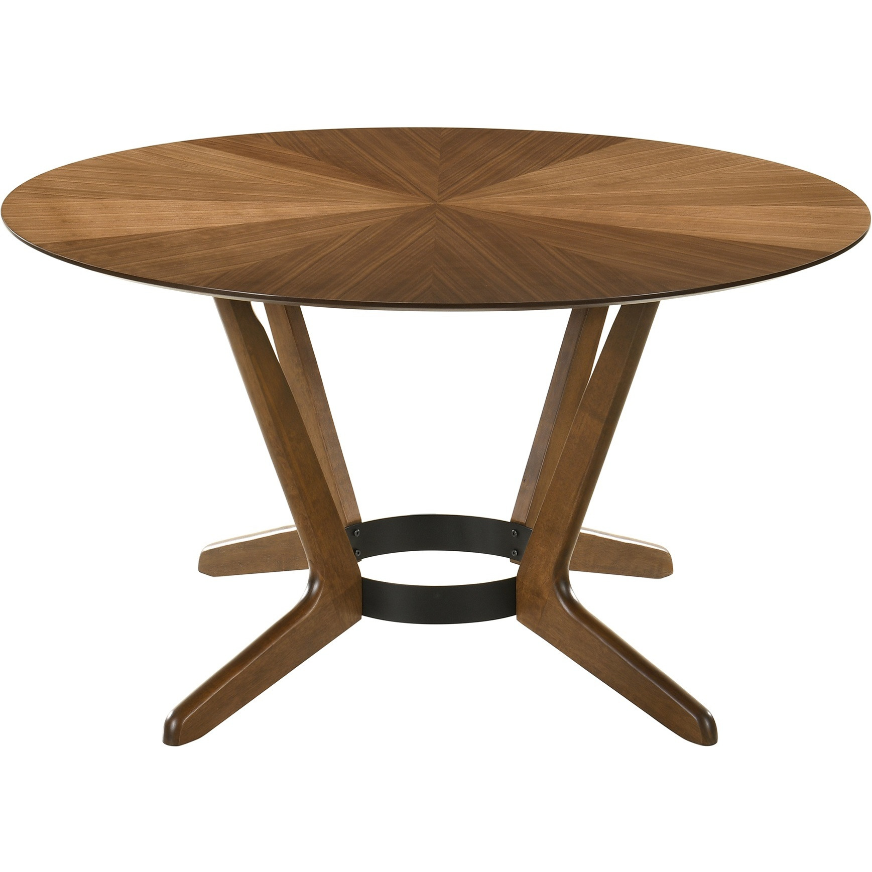 Santana Round Wood Dining Table In Walnut Finish