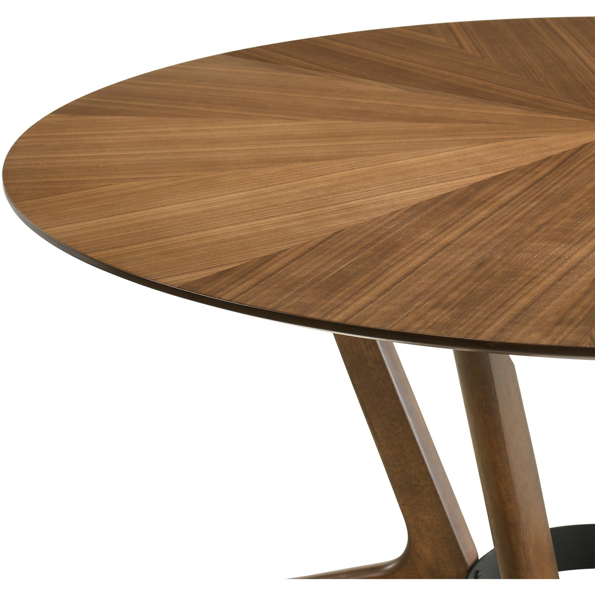 Santana Round Wood Dining Table In Walnut Finish