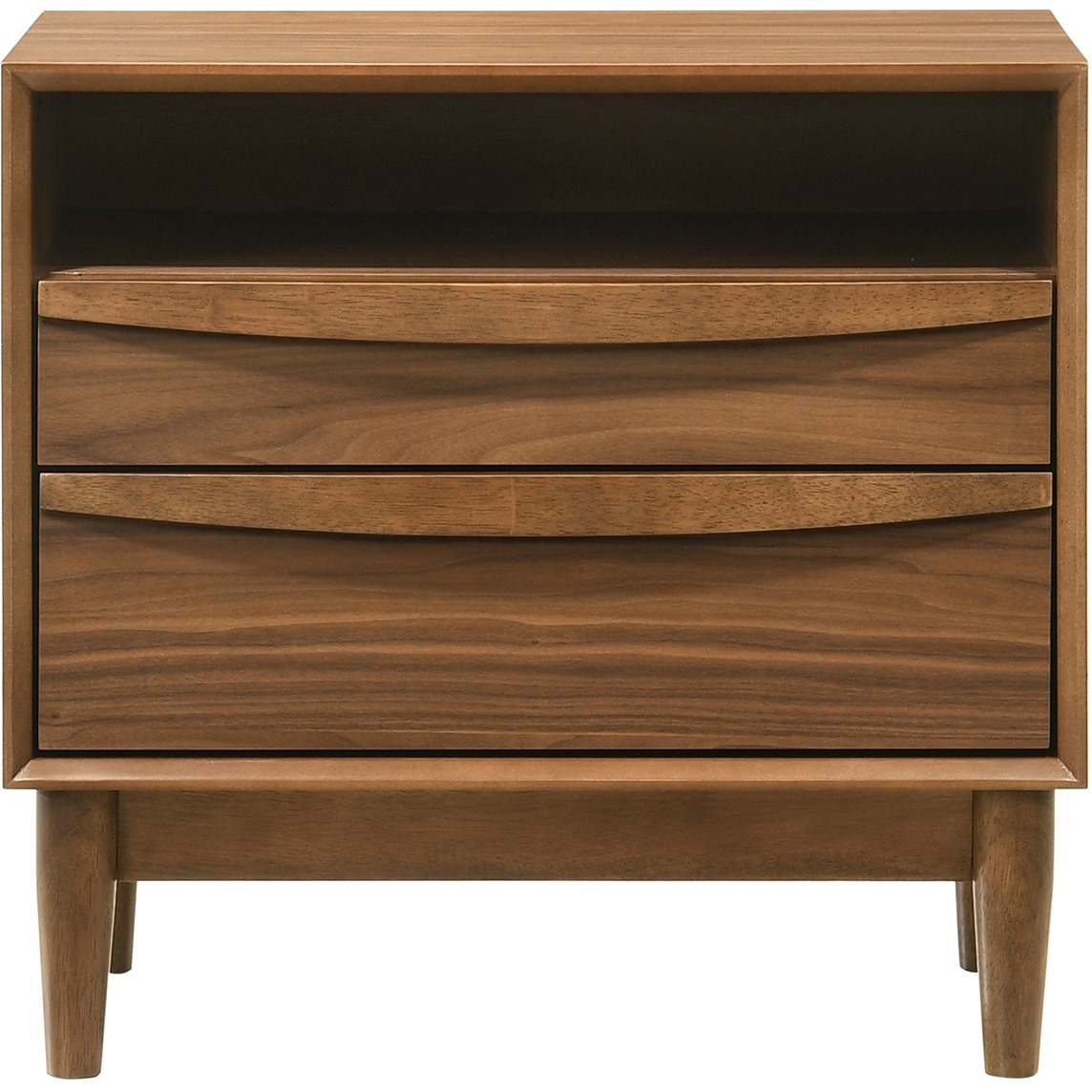 Artemio 2 Drawer Wood Nightstand With Shelf In Walnut Finish