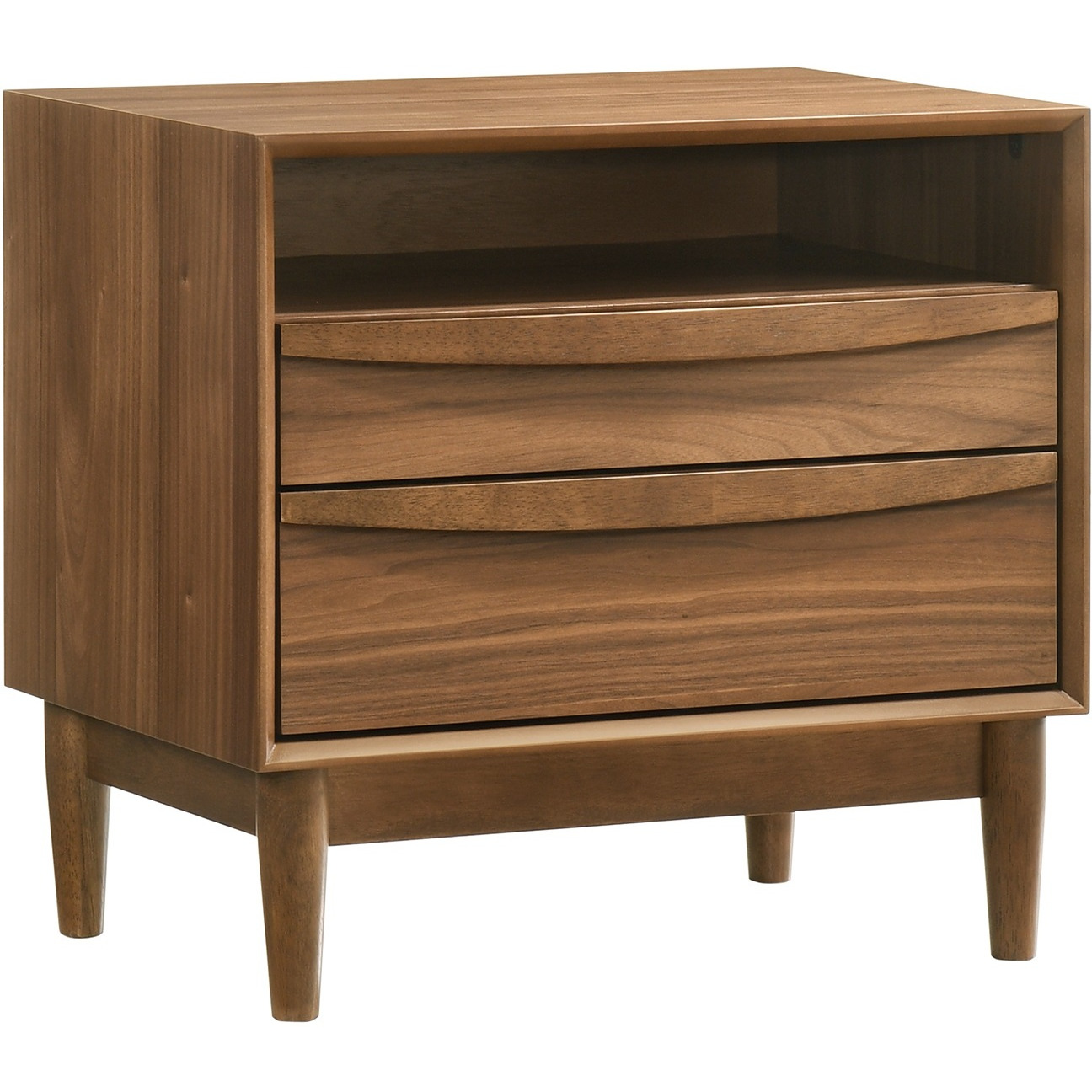 Artemio 2 Drawer Wood Nightstand With Shelf In Walnut Finish