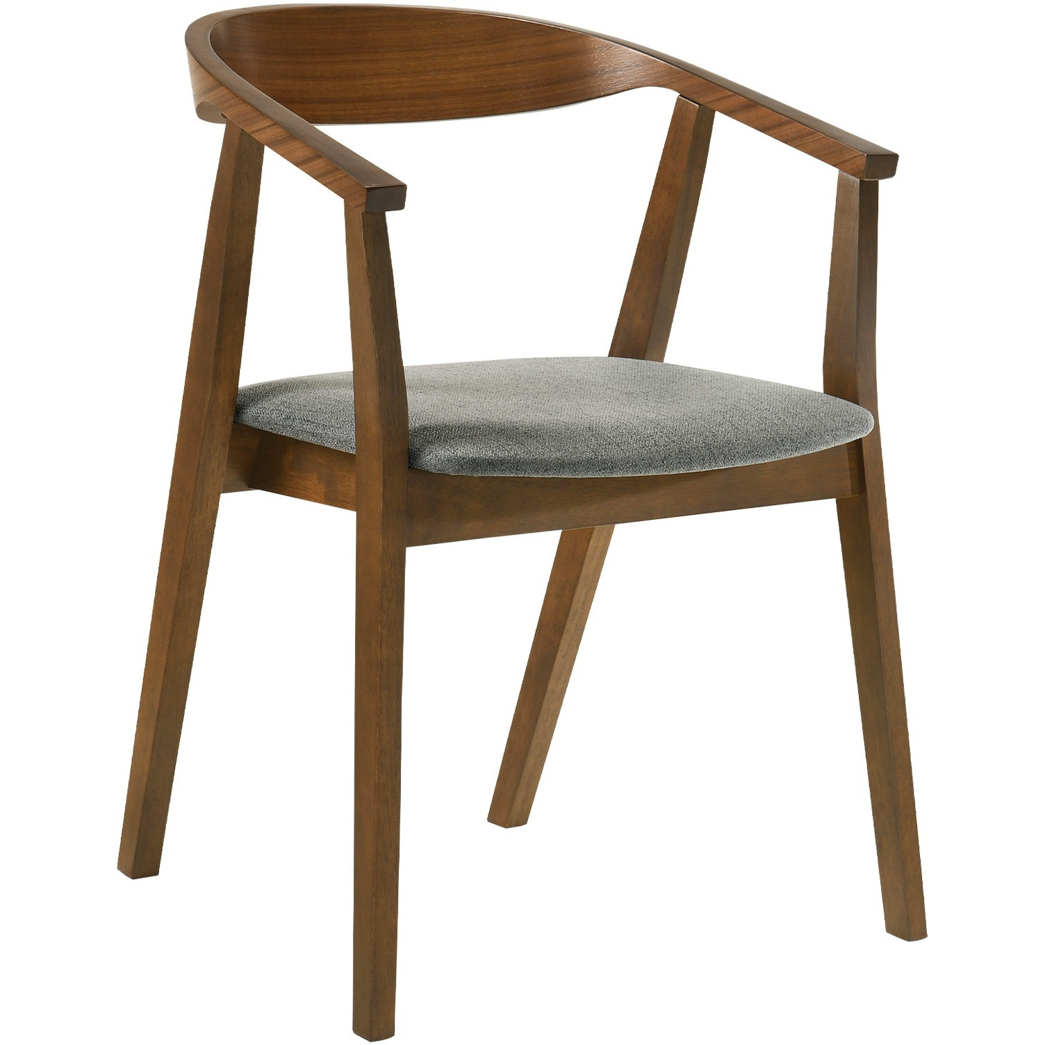 Santana 5 Piece Round Walnut Wood Dining Table Set With Charcoal Fabric