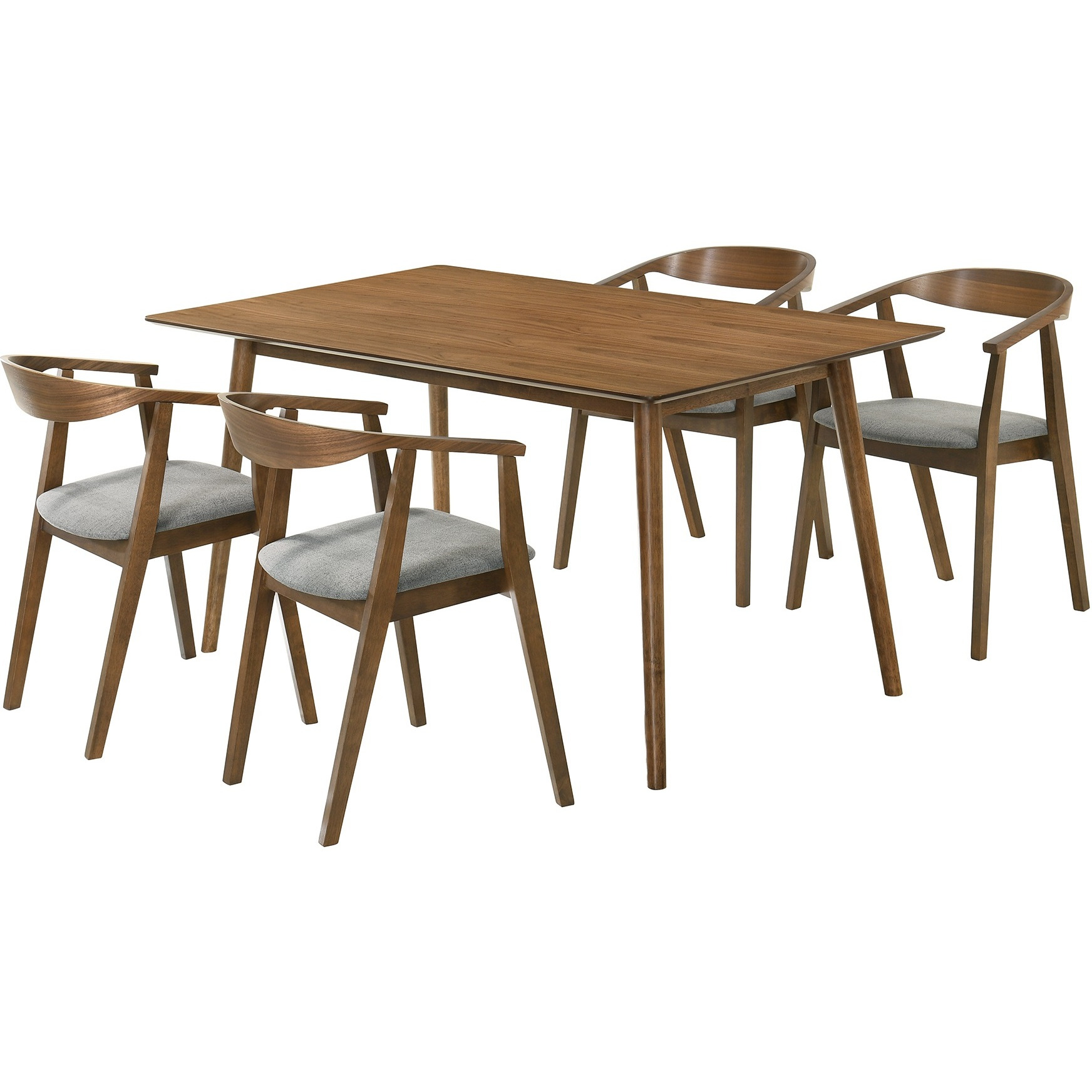 Westmont Santana 5 Piece Walnut Wood Dining Table Set With Charcoal Fabric