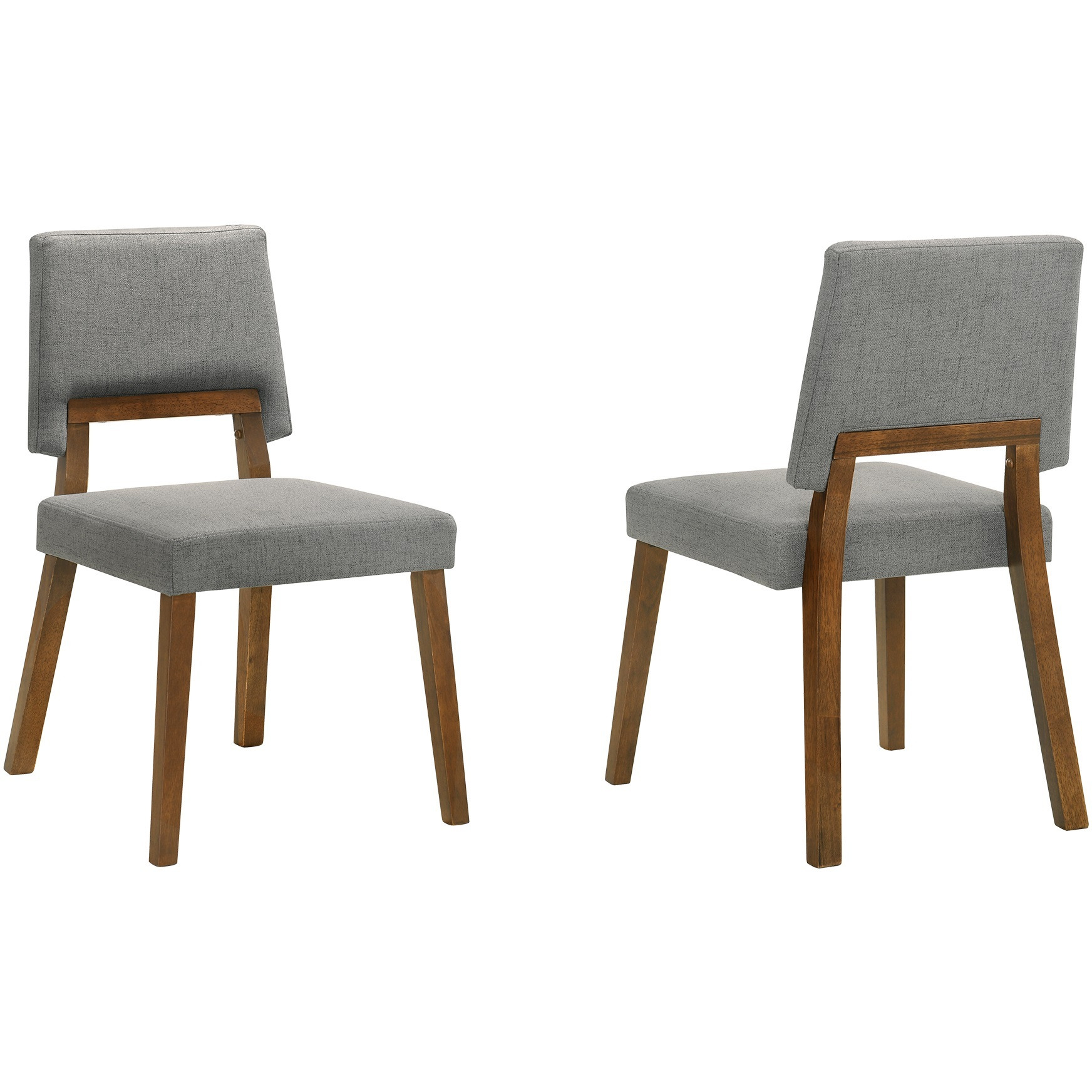 Channell Wood Dining Chair In Walnut Finish With Charcoal Fabric - Set Of 2