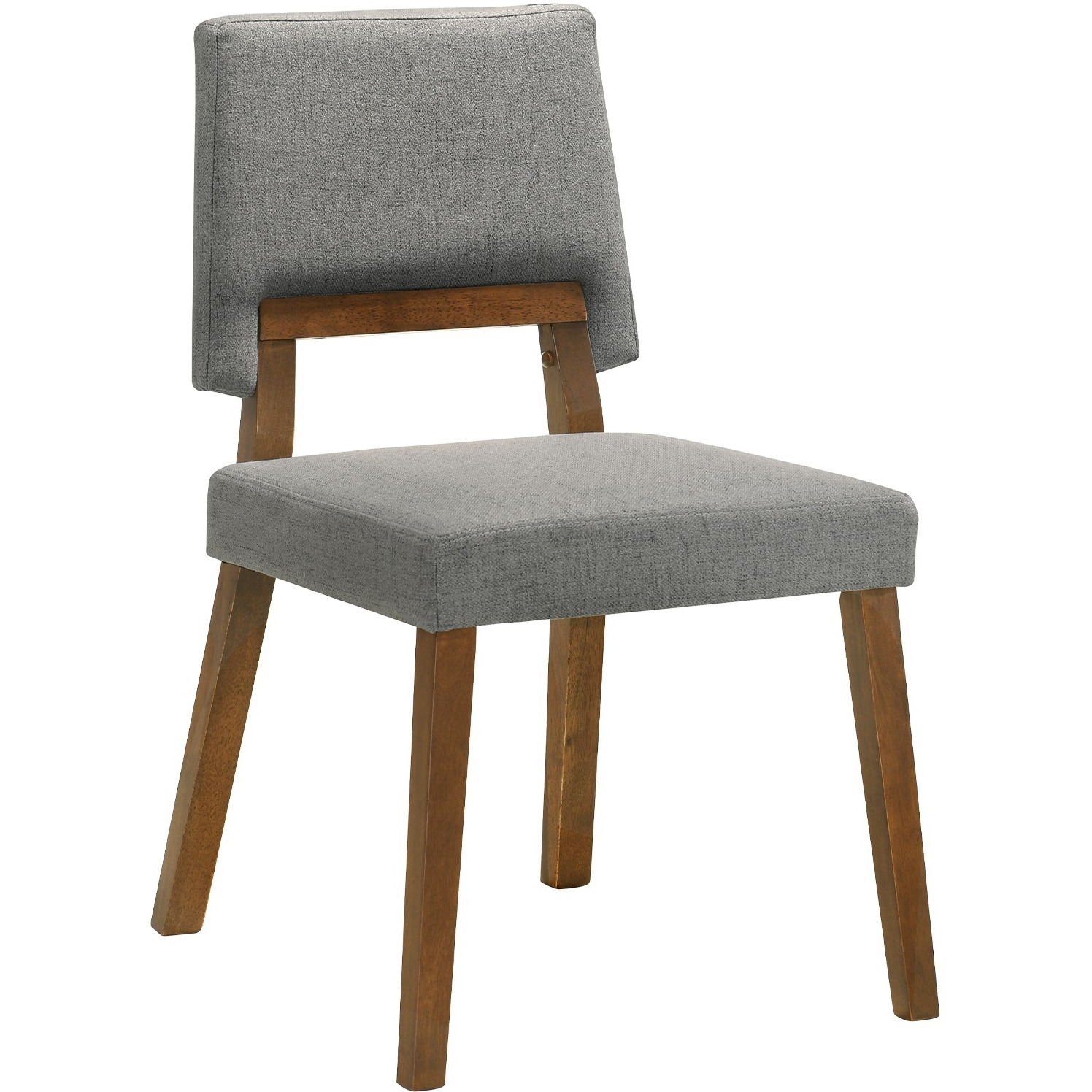 Channell Wood Dining Chair In Walnut Finish With Charcoal Fabric - Set Of 2
