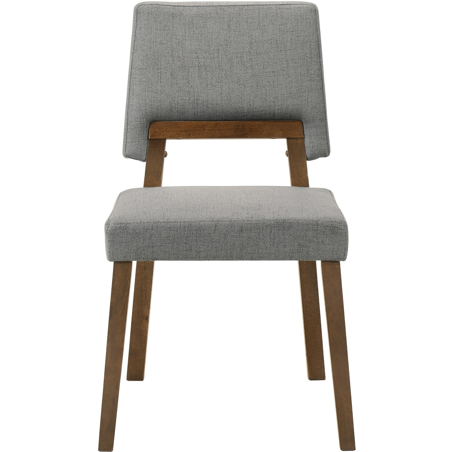 Channell Wood Dining Chair In Walnut Finish With Charcoal Fabric - Set Of 2
