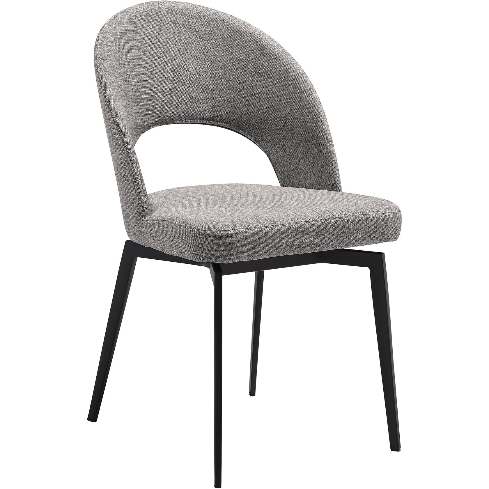 Lucia Swivel Upholstered Dining Chair In Gray Fabric With Black Metal Legs - Set Of 2