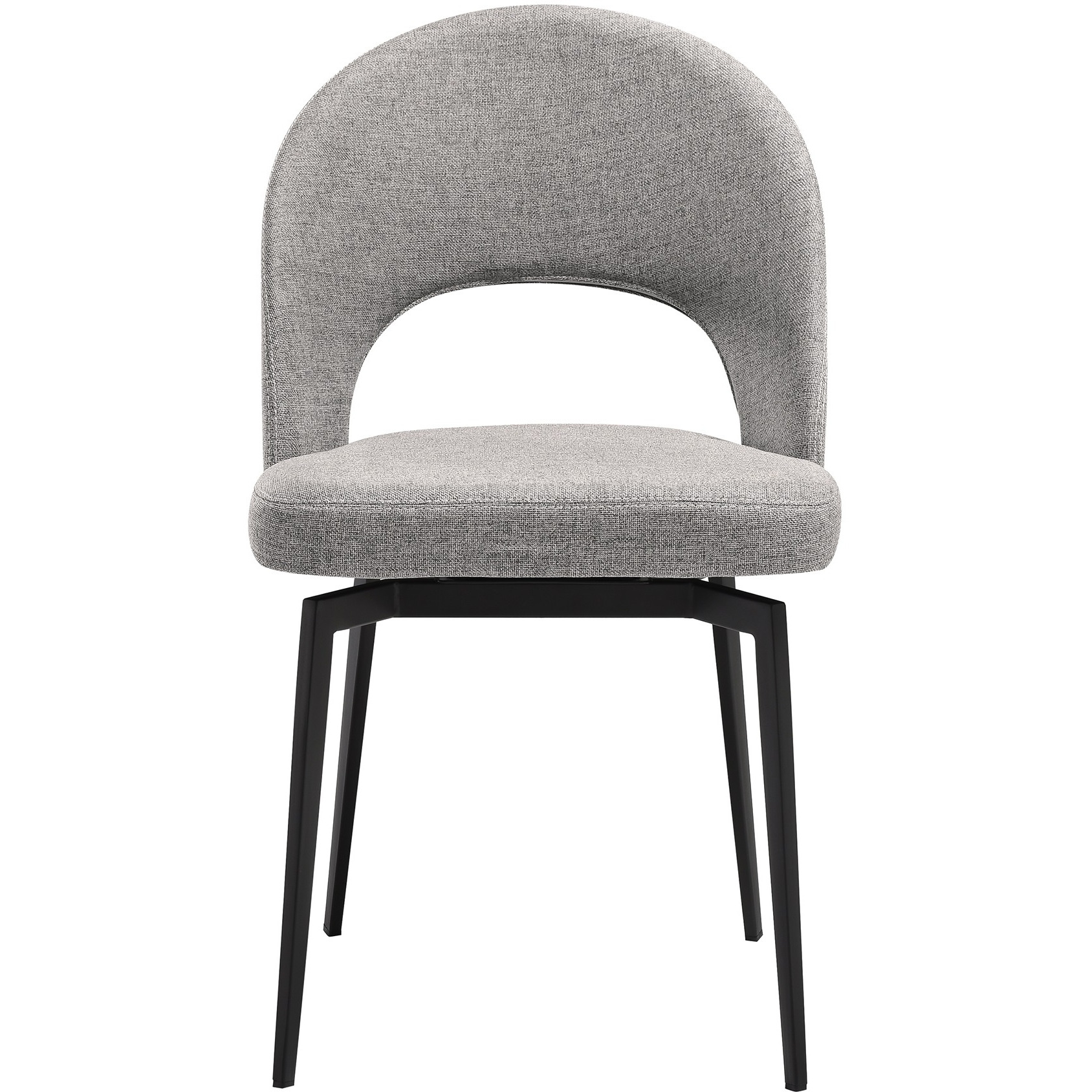 Lucia Swivel Upholstered Dining Chair In Gray Fabric With Black Metal Legs - Set Of 2
