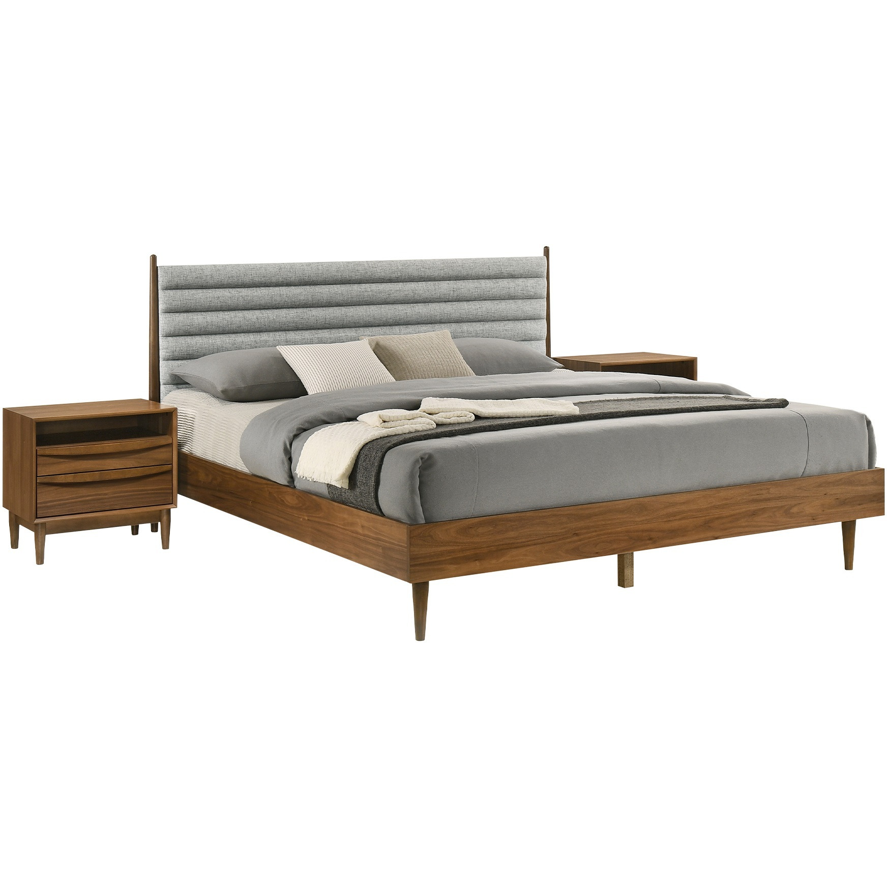 Artemio King 3 Piece Wood Bedroom Set In Walnut Finish