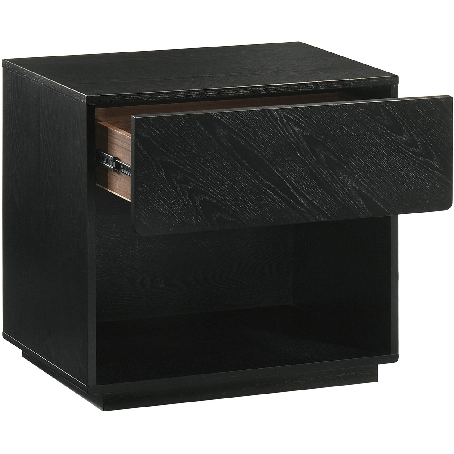 Petra 1 Drawer Wood Nightstand In Black Finish