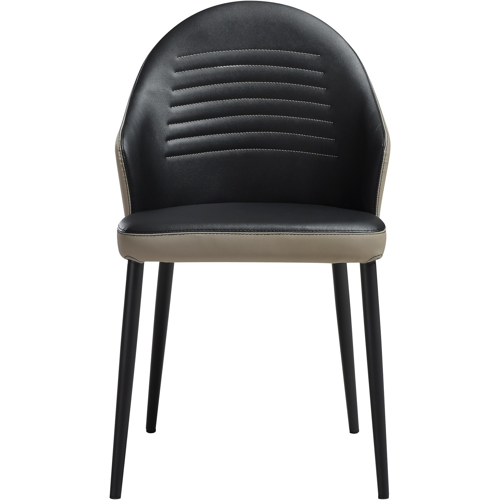 Rocco Upholstered Dining Chair In Taupe Gray And Black Faux Leather With Black Metal Legs - Set Of 2