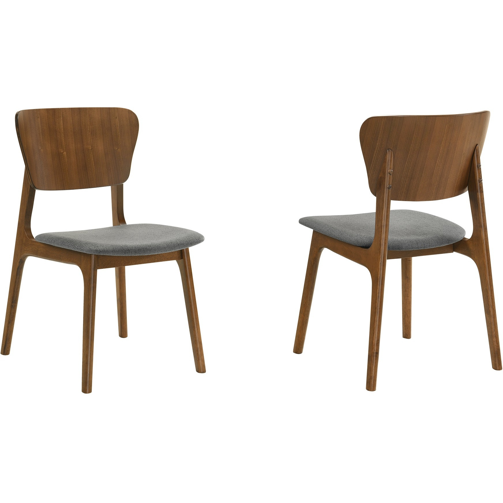 Kalia Wood Dining Chair In Walnut Finish With Charcoal Fabric - Set Of 2