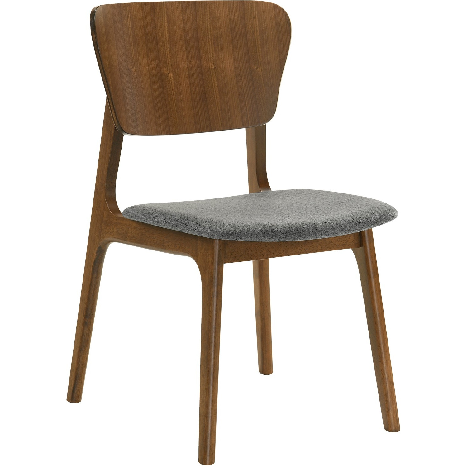 Kalia Wood Dining Chair In Walnut Finish With Charcoal Fabric - Set Of 2