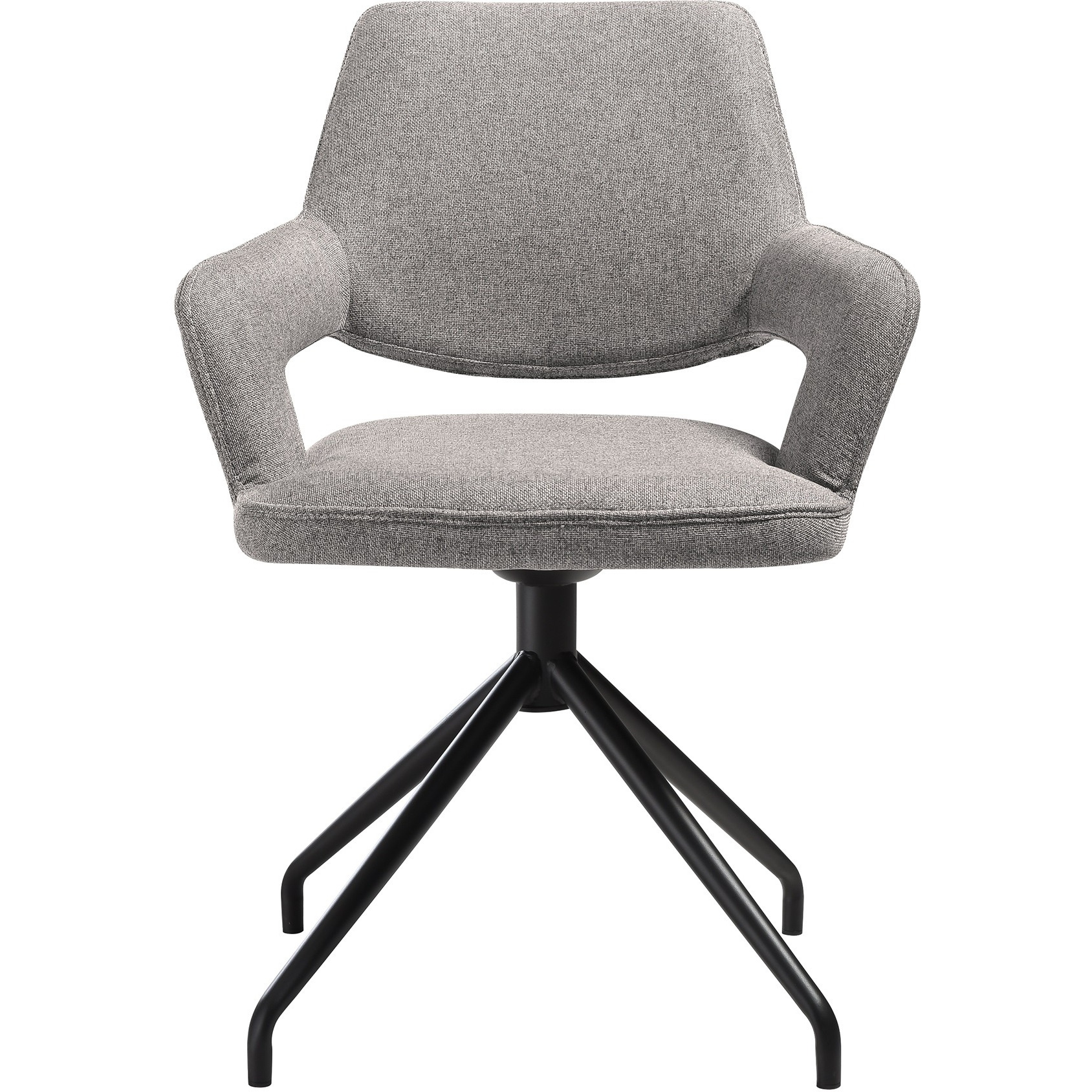 Penny Swivel Upholstered Dining Chair In Gray Fabric With Black Metal Legs - Set Of 2