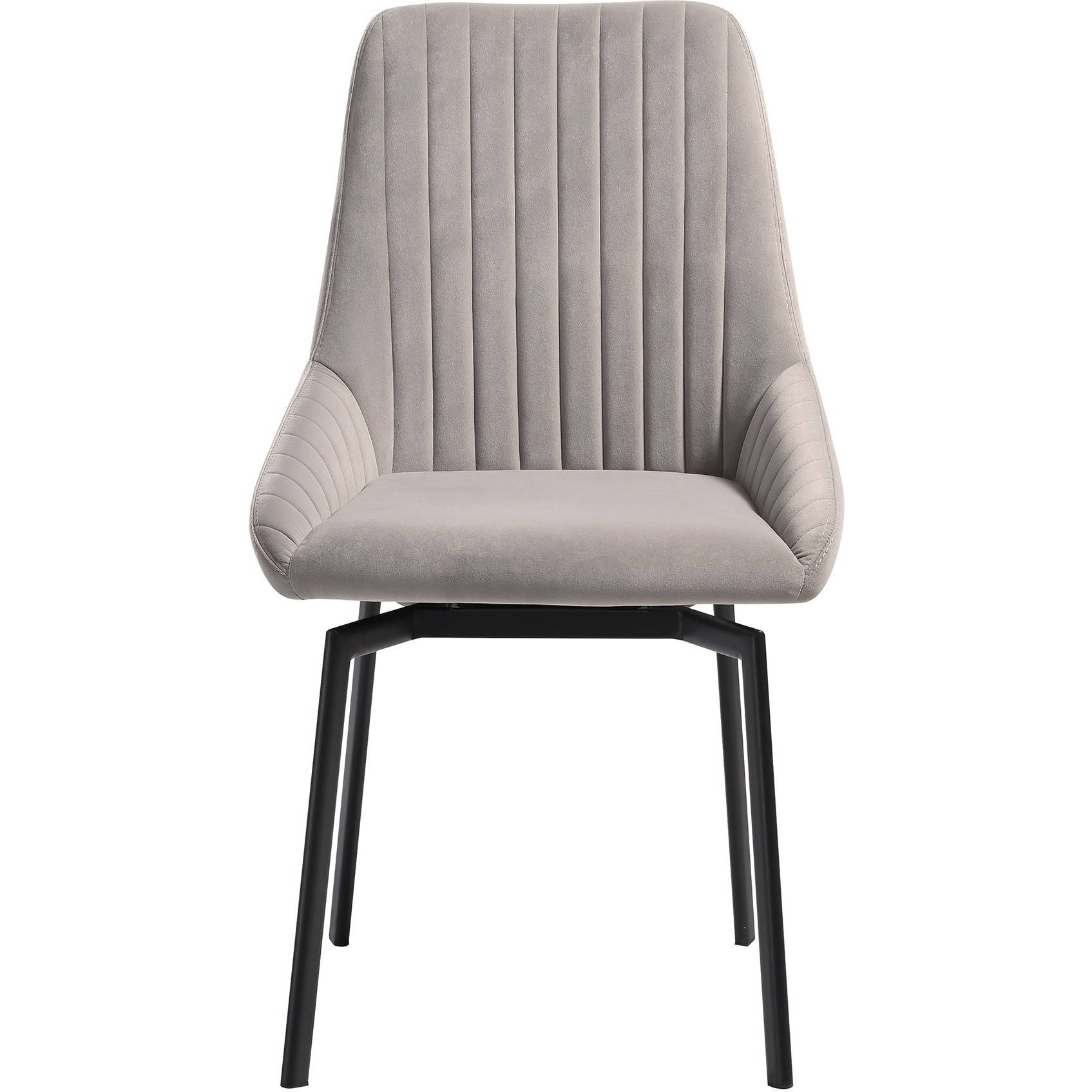Susie Swivel Upholstered Dining Chair In Gray Fabric With Black Metal Legs - Set Of 2