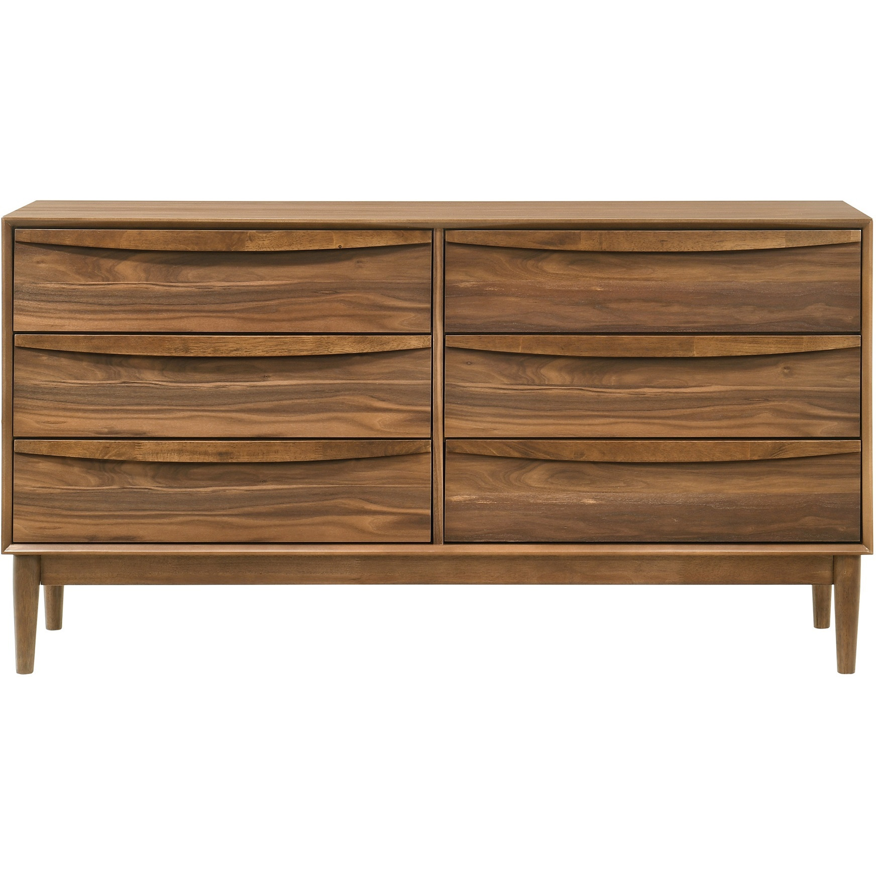 Artemio 6 Drawer Wood Dresser In Walnut Finish