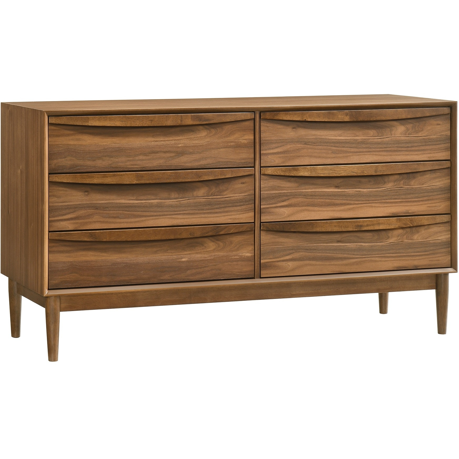 Artemio 6 Drawer Wood Dresser In Walnut Finish