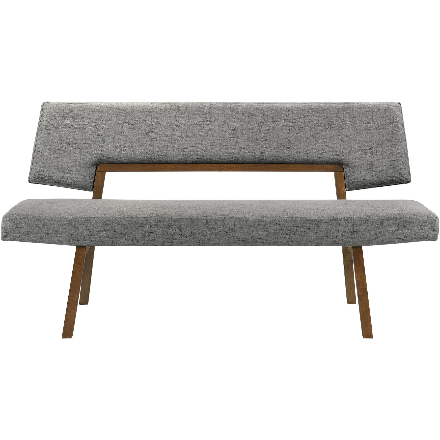 Channell Wood Dining Bench In Walnut Finish With Charcoal Fabric