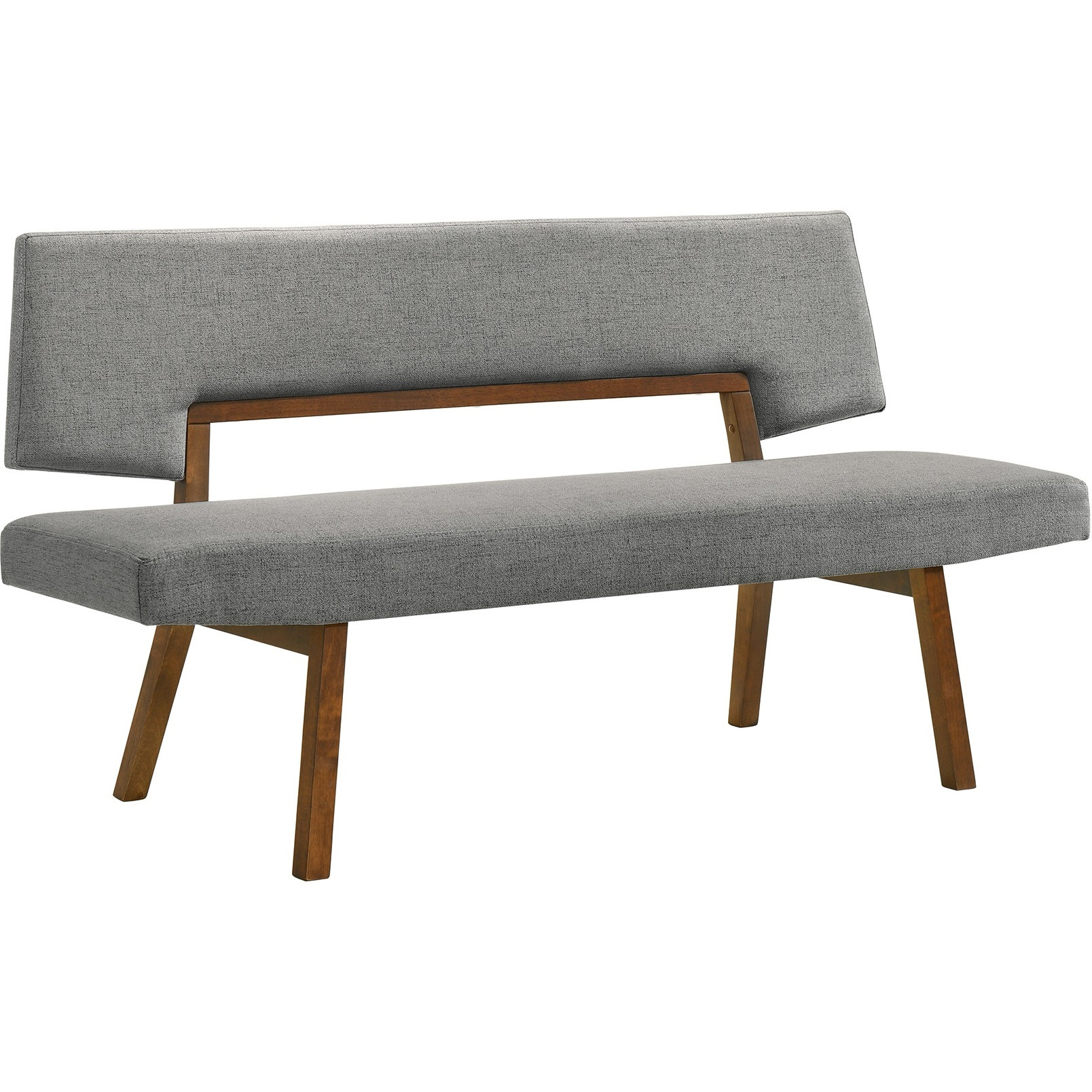 Channell Wood Dining Bench In Walnut Finish With Charcoal Fabric