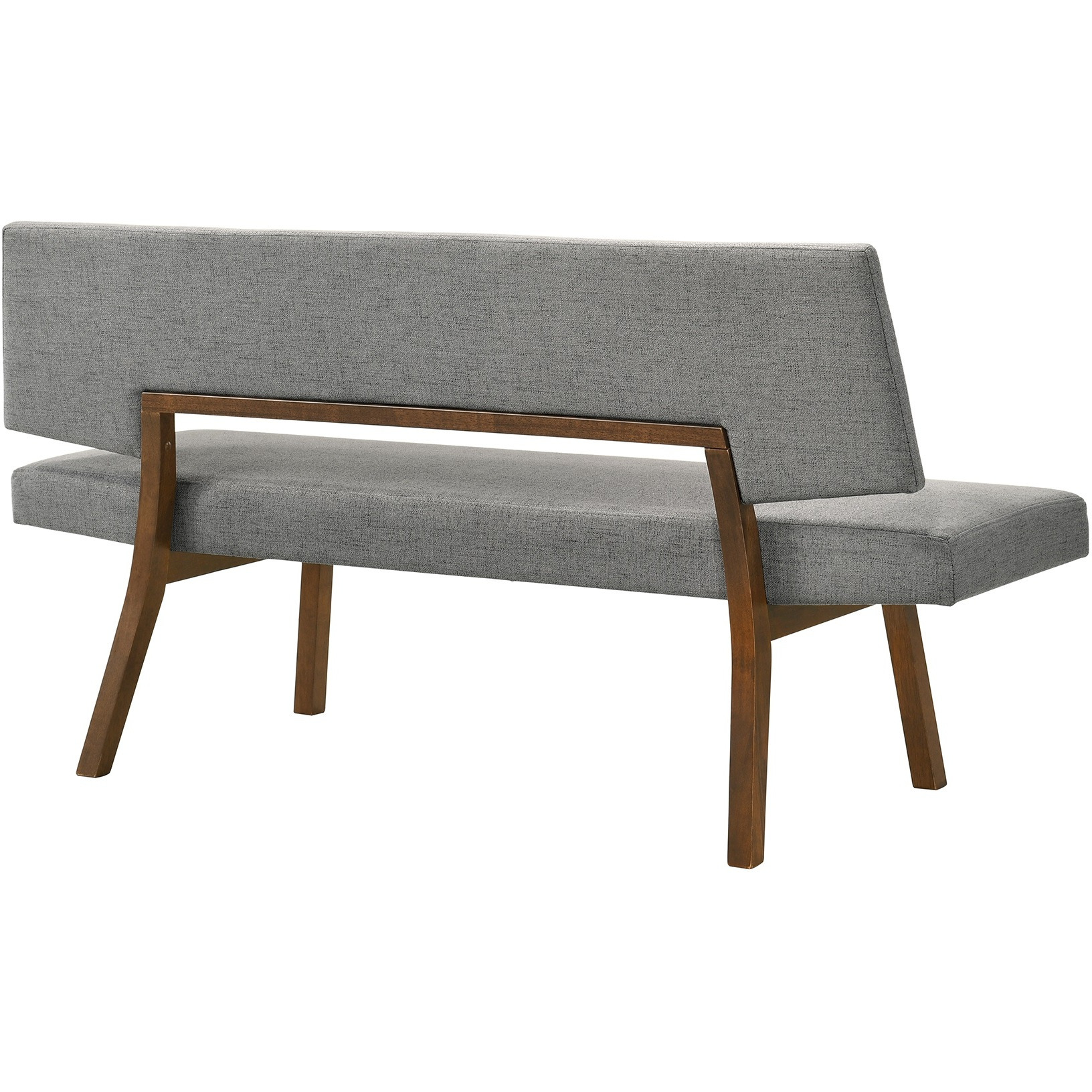 Channell Wood Dining Bench In Walnut Finish With Charcoal Fabric