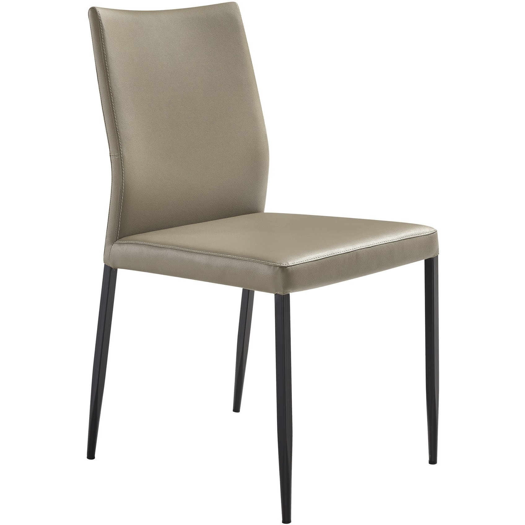 Kash Upholstered Dining Chair In Taupe Gray Faux Leather And Black Metal Legs - Set Of 2