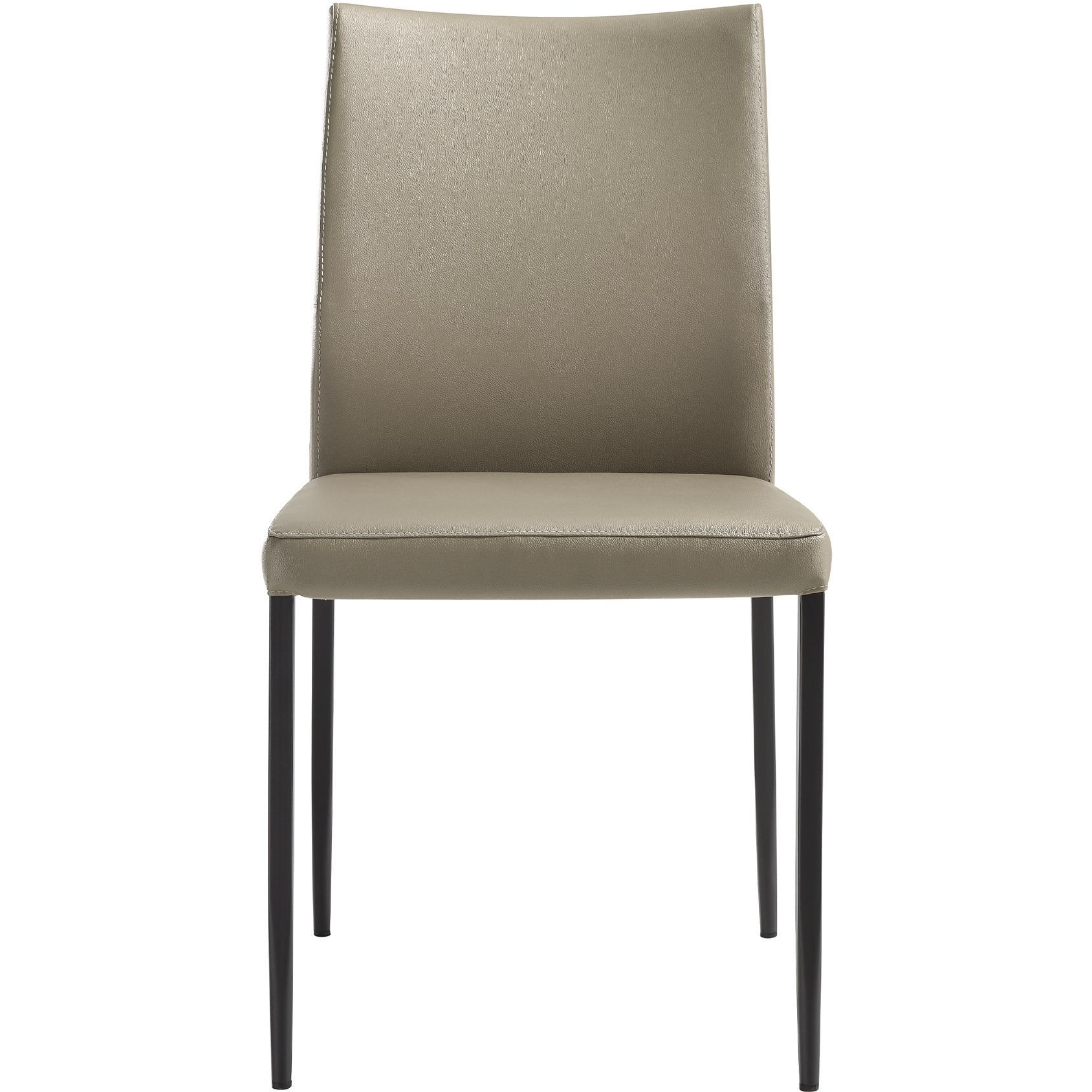 Kash Upholstered Dining Chair In Taupe Gray Faux Leather And Black Metal Legs - Set Of 2