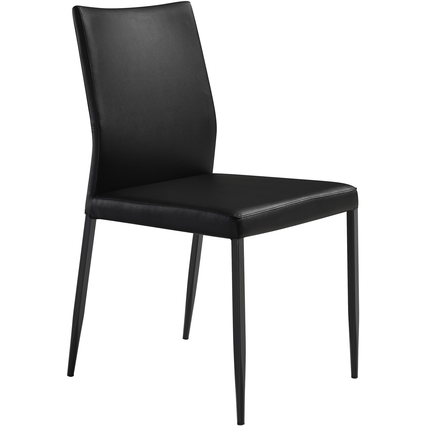 Kash Upholstered Dining Chair In Black Faux Leather With Black Metal Legs - Set Of 2