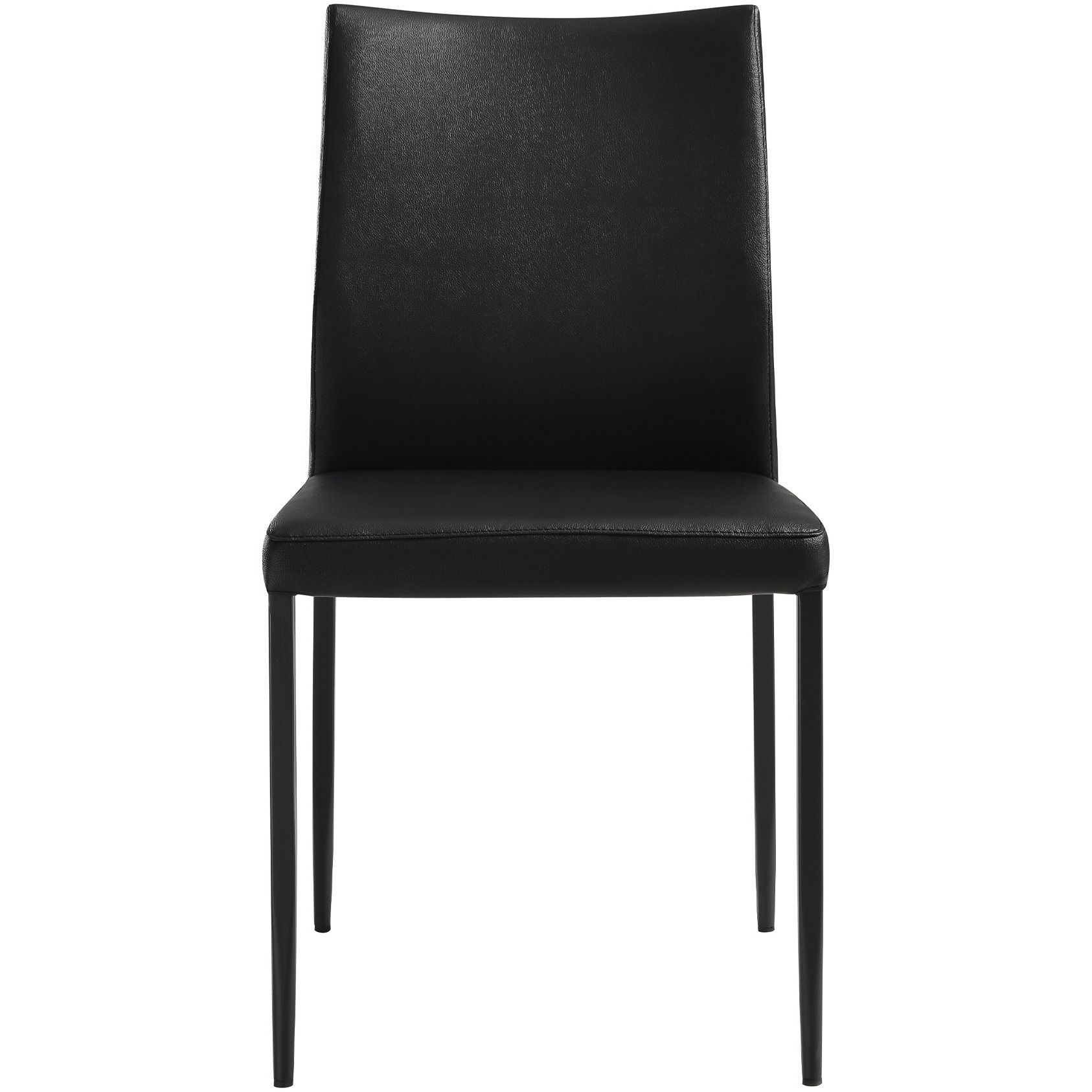 Kash Upholstered Dining Chair In Black Faux Leather With Black Metal Legs - Set Of 2