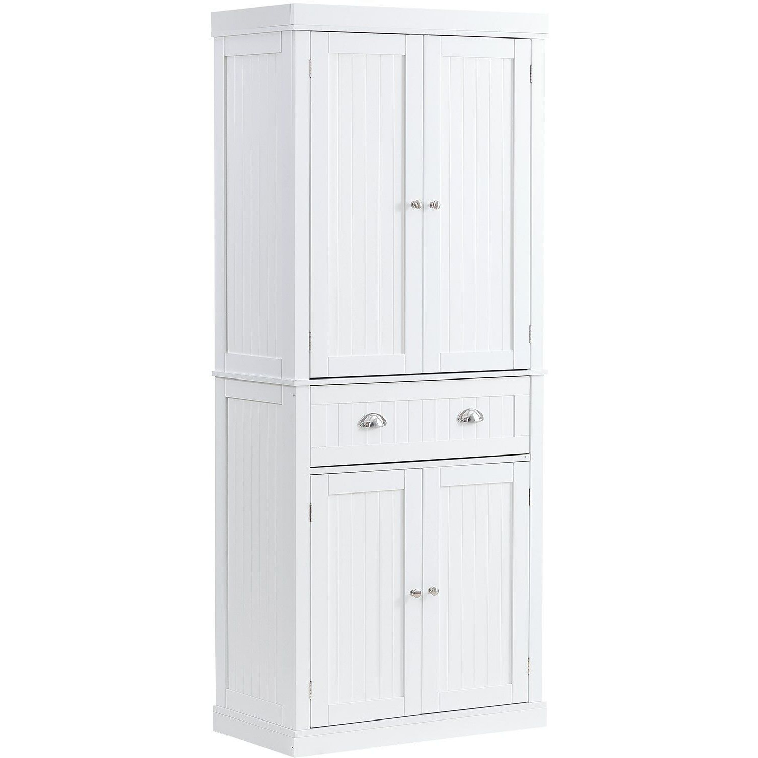 Vevor 72"" Kitchen Pantry Storage Cabinet  Freestanding Utility Cabinets With Doors  Drawer And 3 Adjustable Shelves  Tall Food Buffet Pantries For Kitchen  Living Room  Dinning Room  Laundry  White