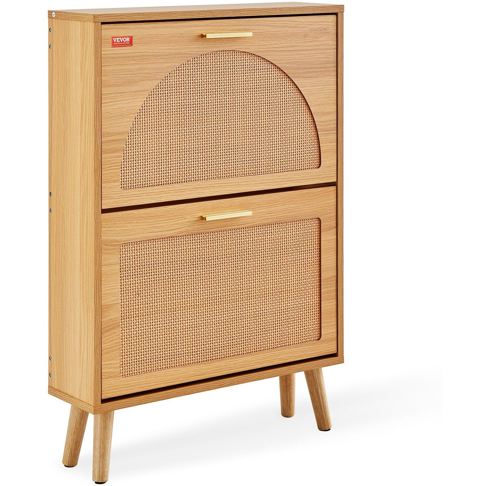 Vevor Shoe Cabinet With 2 Flip Drawers  Shoe Storage Cabinet For Entryway  Free Standing Shoe Storage Organizer With Rattan Doors For Heels  Boots  Slippers In Hallway  Living Room
