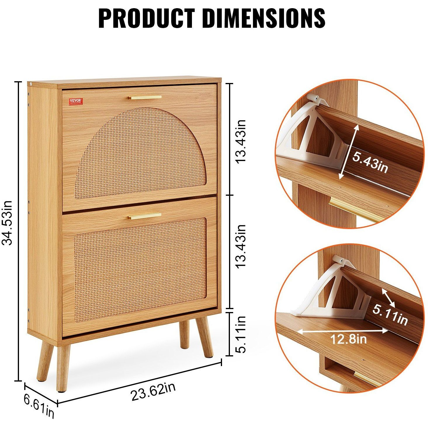 Vevor Shoe Cabinet With 2 Flip Drawers  Shoe Storage Cabinet For Entryway  Free Standing Shoe Storage Organizer With Rattan Doors For Heels  Boots  Slippers In Hallway  Living Room