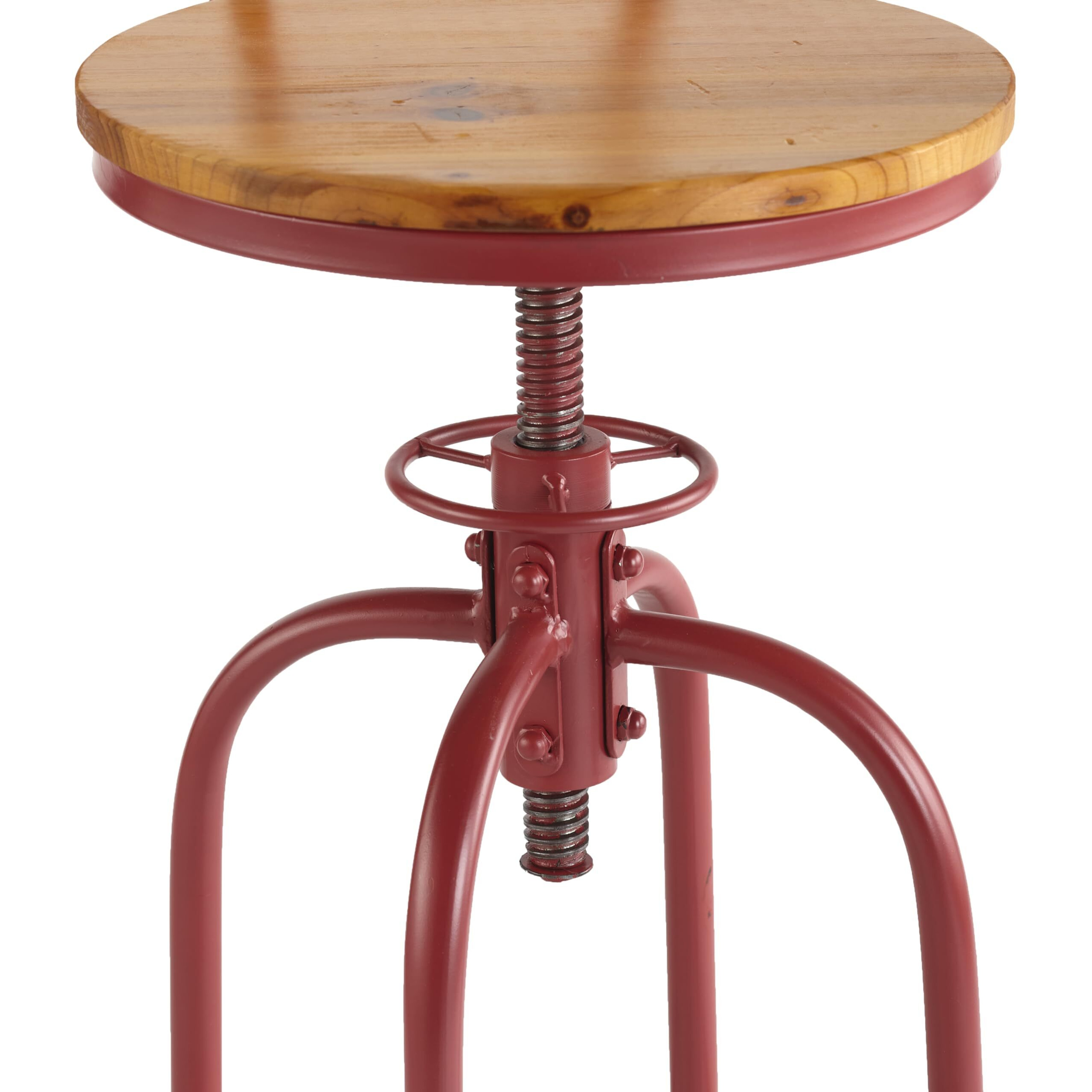 Adjustable Swivel Stool With Back - Red
