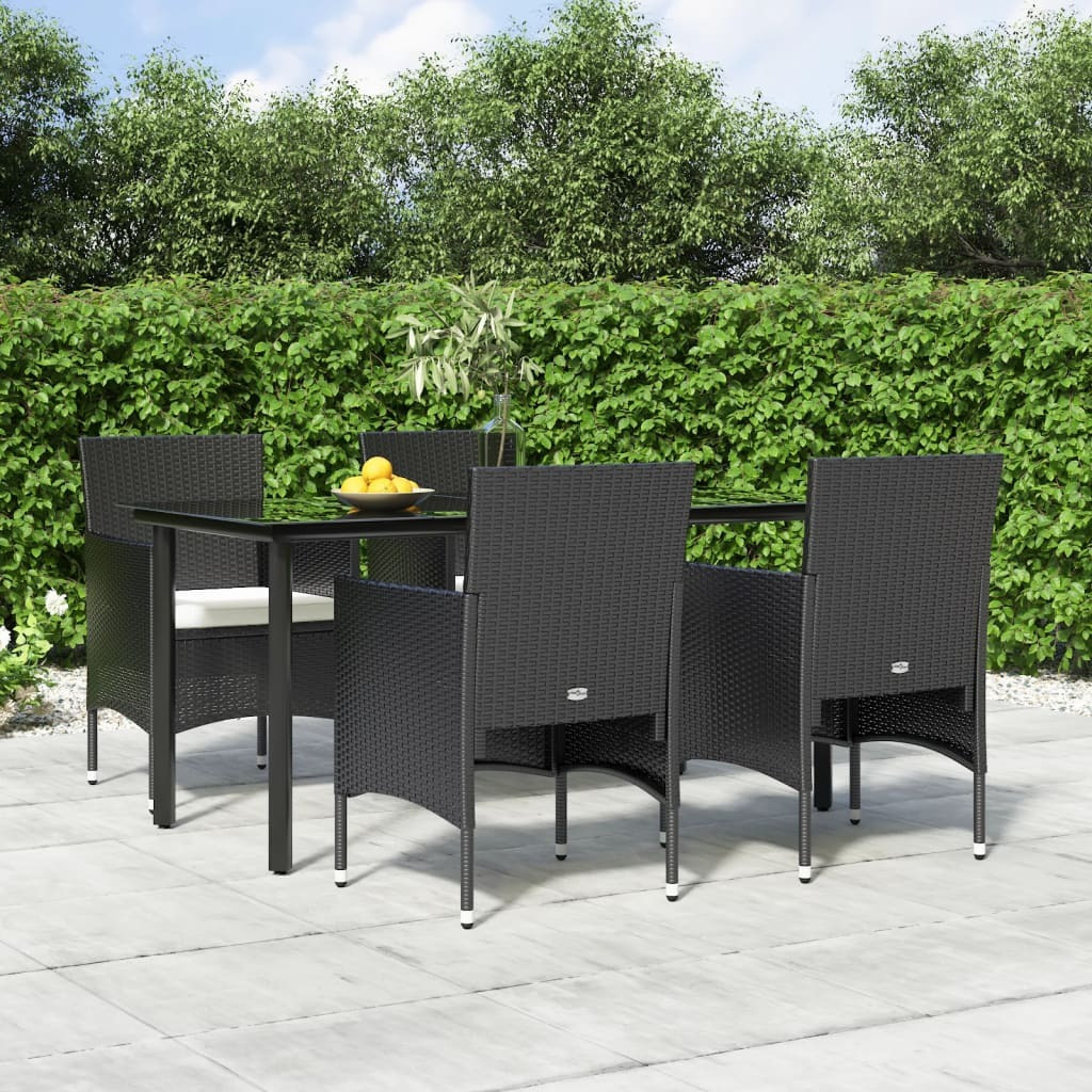 Vidaxl 5 Piece Patio Dining Set With Cushions Black