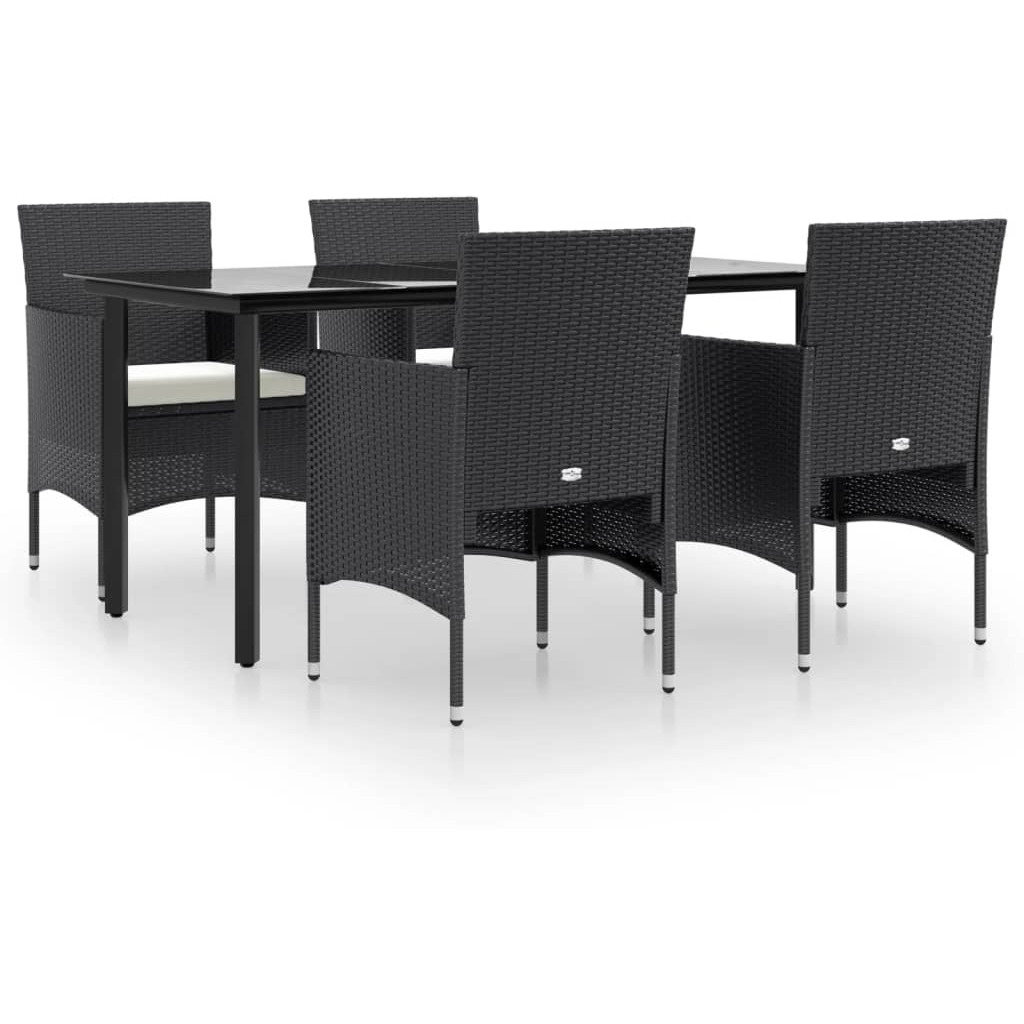 Vidaxl 5 Piece Patio Dining Set With Cushions Black