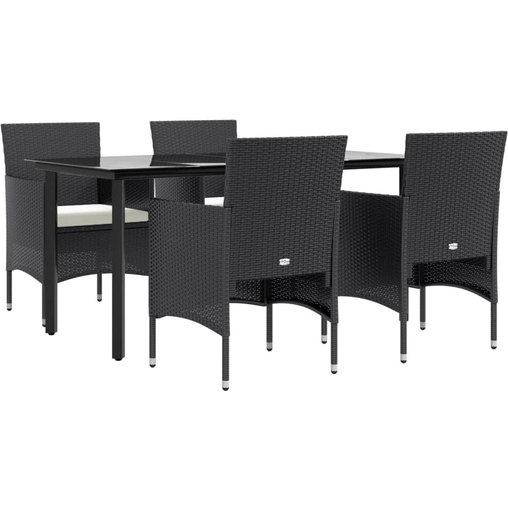 Vidaxl 5 Piece Patio Dining Set With Cushions Black