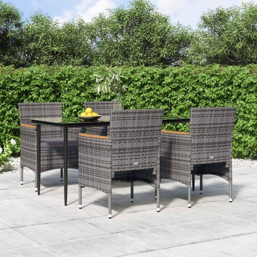 Vidaxl 5 Piece Patio Dining Set With Cushions Gray And Black