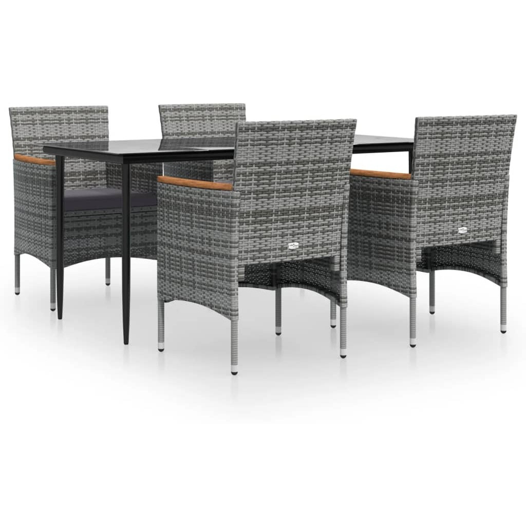 Vidaxl 5 Piece Patio Dining Set With Cushions Gray And Black