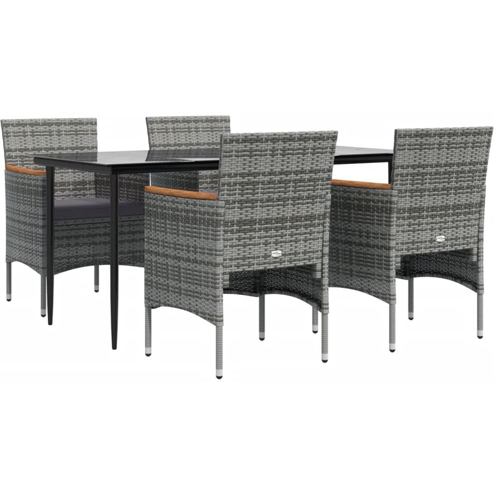 Vidaxl 5 Piece Patio Dining Set With Cushions Gray And Black
