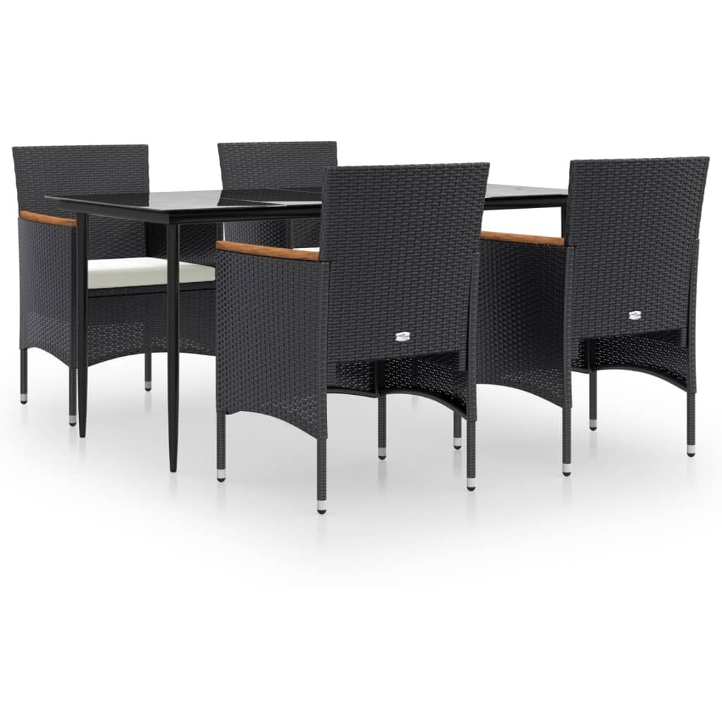 Vidaxl 5 Piece Patio Dining Set With Cushions Black